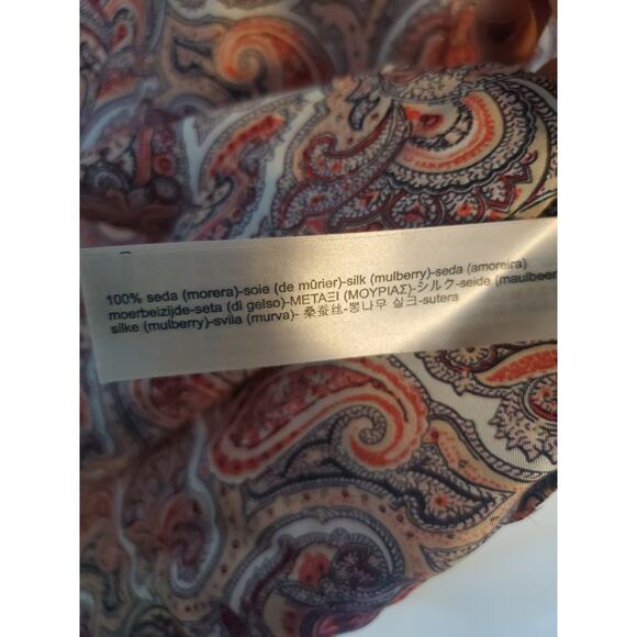 Massimo Dutti Silk Paisley Sheath Dress with Faux Leather Trim Size 10 NWT - Picture 6 of 6